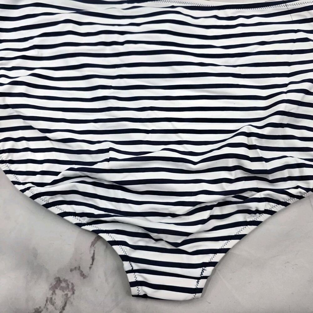 J Crew One Piece 24 3X Blue Striped Square Neck Cut Out Bikini Swim Suit - Picture 6 of 11